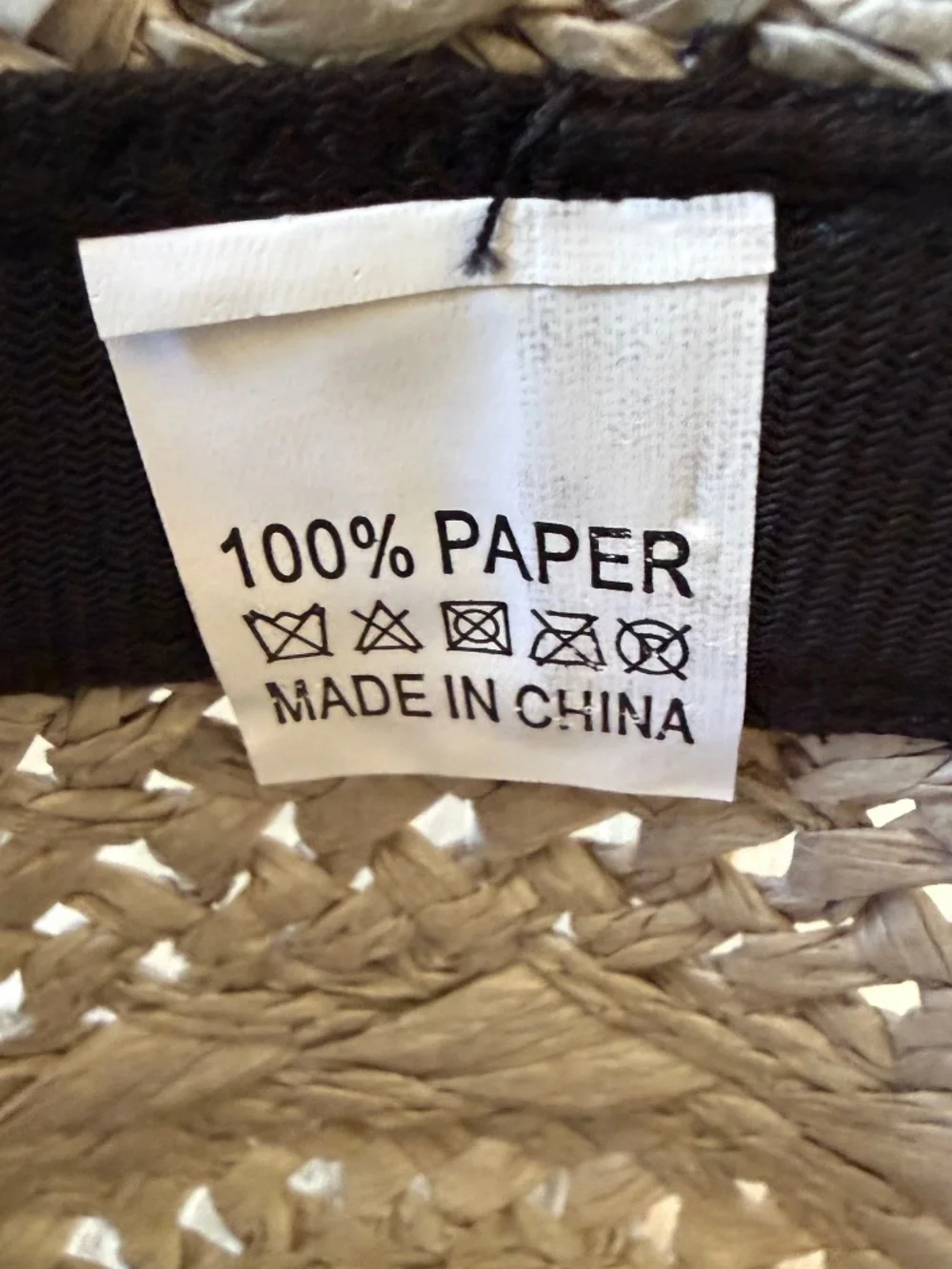 Paper Straw Hat With Ribbon Trim